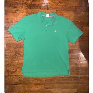 Brooks Brothers Green Polo Shirt Large Orange Logo